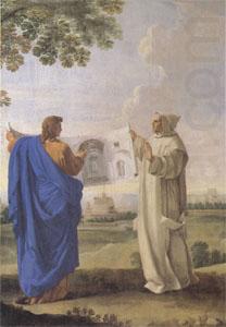 St Bruno Examining a Drawing of the Baths of Diocletian Location of the Future Charterhouse of Rome  (mk05), LE SUEUR, Eustache